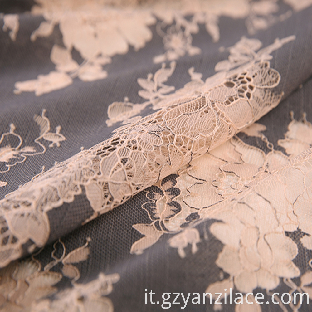 Beige Corded Lace Chantilly Eyelash Lace